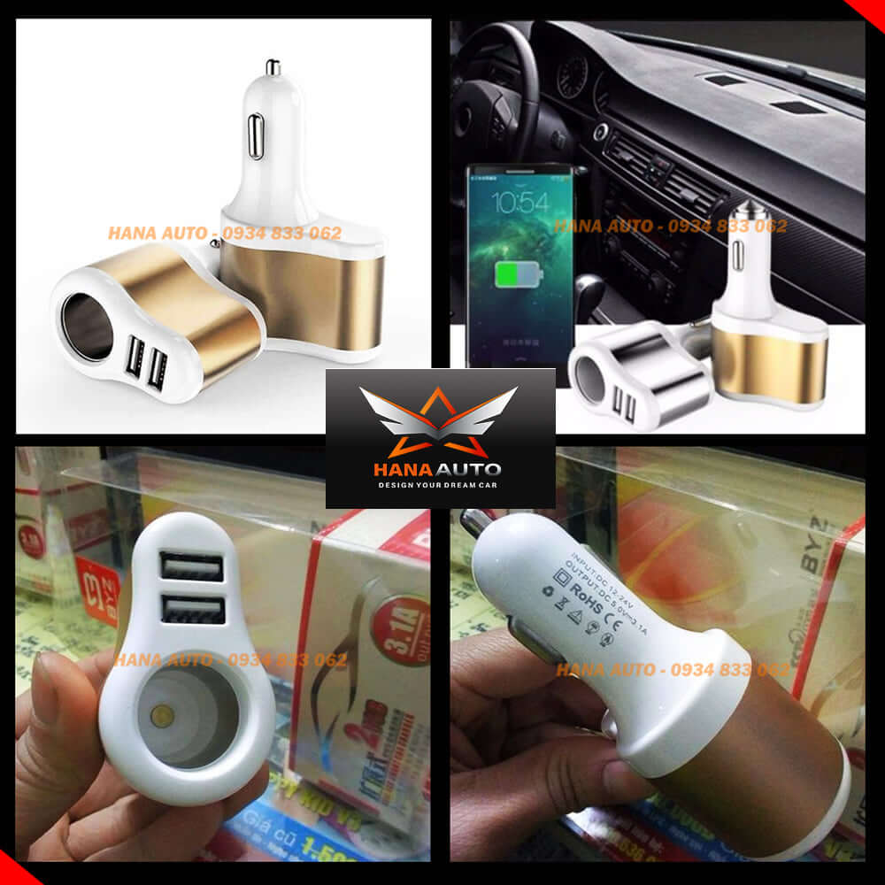 TẨU SẠC BYZ 805 2 CỔNG USB 1 CỔNG TẨU