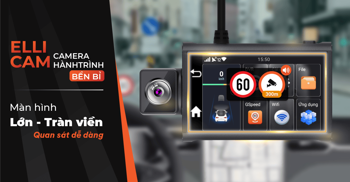 Camera hành trình Ellicam A64GS Cảnh báo giao thông, xem từ xa