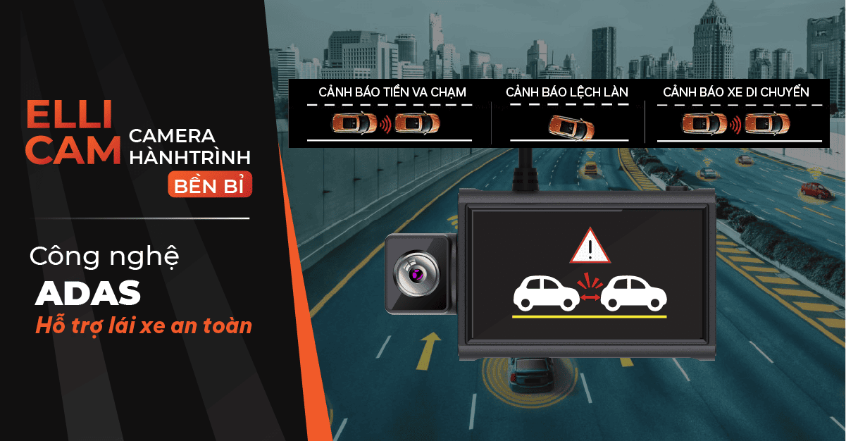 Camera hành trình Ellicam A64GS Cảnh báo giao thông, xem từ xa
