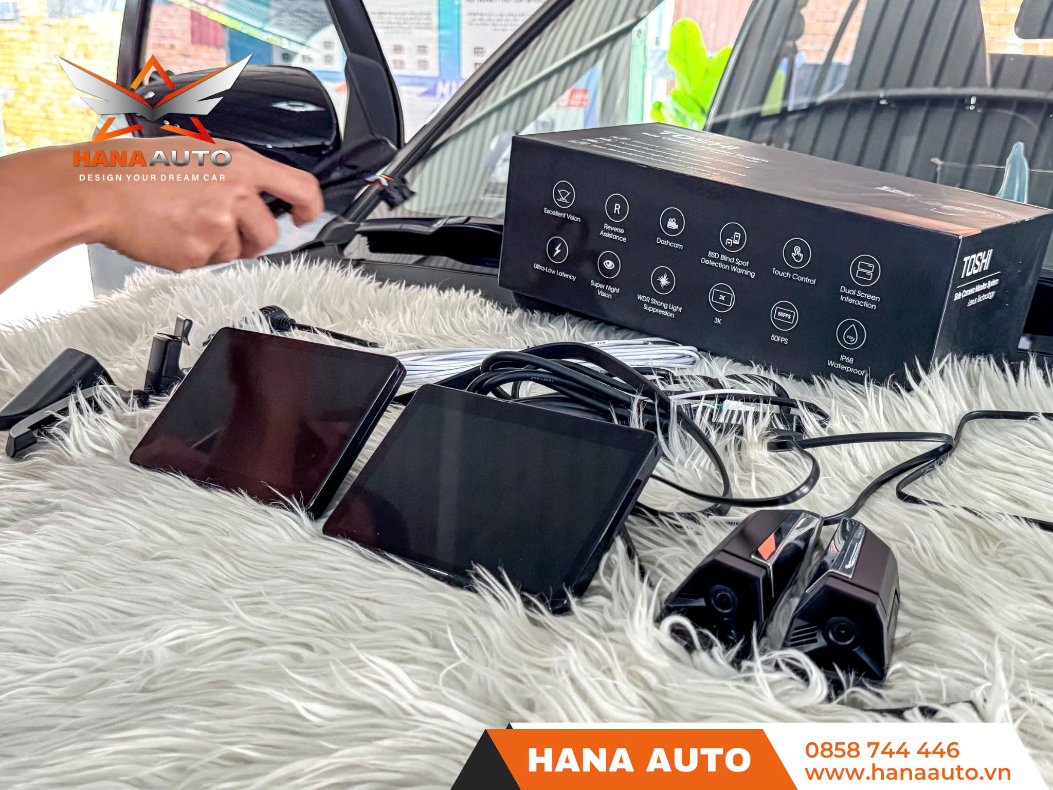 Camera gương hậu điện tử Toshi nét 4K góc rộng