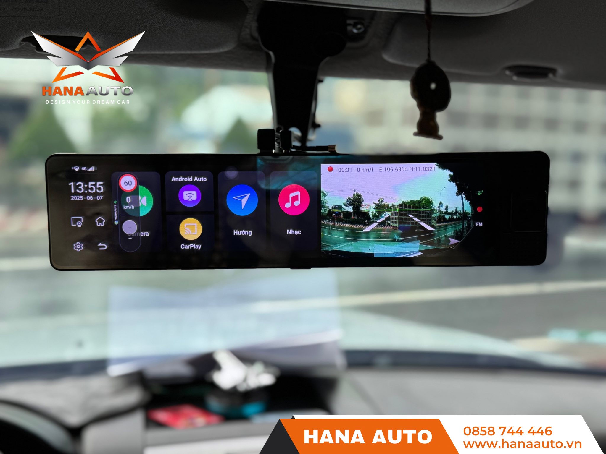 Gương điện tử Galaxy Ultra Max 5G Plus quay trước trong sau xe
